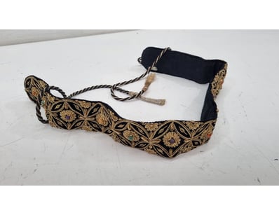 ORNATE EMBROIDERED BLACK VELVET CEREMONIAL SASH WI...
