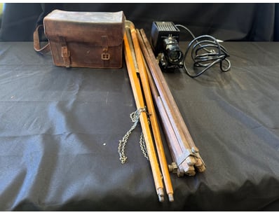VINTAGE CAMERA EQUIPMENT COLLECTION WITH LEATHER S...