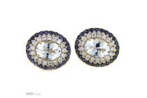 10K White Gold, Aquamarine, Blue Sapphire And