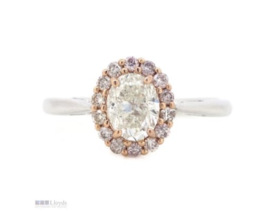 14K WHITE/ROSE GOLD, FANCY PINK DIAMOND AND DIAMON...
