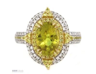 14K WHITE/YELLOW GOLD, YELLOW SAPPHIRE AND DIAMOND...