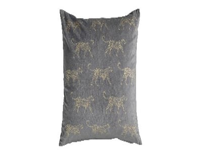 RRP: $774, Leopard Metallic Velvet Cushion Grey 45...