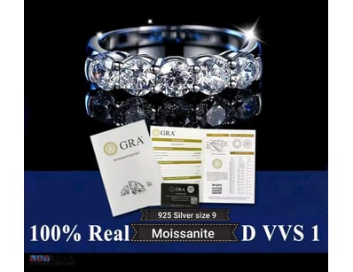 GRA CERTIFIED 925 SIVER MOISSANITE ETERNITY RING S...