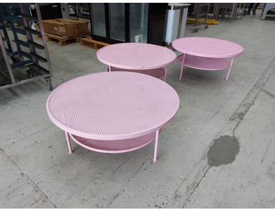 Set of x3 Pink Metal Coffee Tables - Featuring a c...