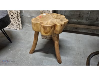 Small Rustic wooden side table or stool featuring ...
