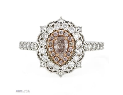 14K WHITE/ROSE GOLD, PINK DIAMOND AND DIAMOND, DOU...