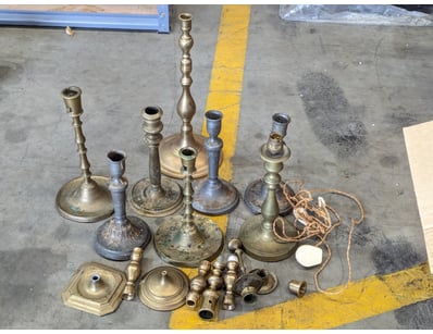 Substantial collection of vintage brass candlestic...