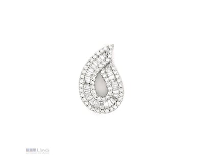 18CT WHITE GOLD DIAMOND VINTAGE STYLE PENDANT     ...
