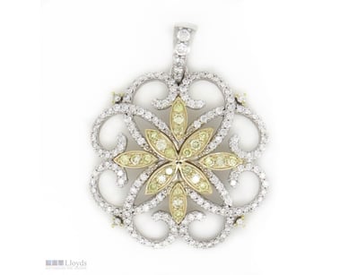 14K WHITE/YELLOW GOLD, FANCY YELLOW DIAMOND AND DI...