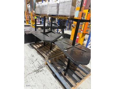 Tables, assorted sizes and shapes. Black Steel fra...