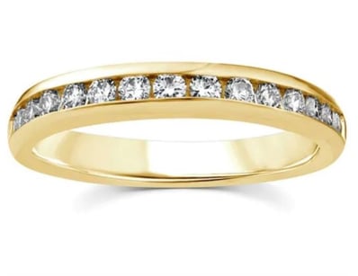9K YELLOW GOLD 0.50CT F VS LAB DIAMOND CHANNEL SET...