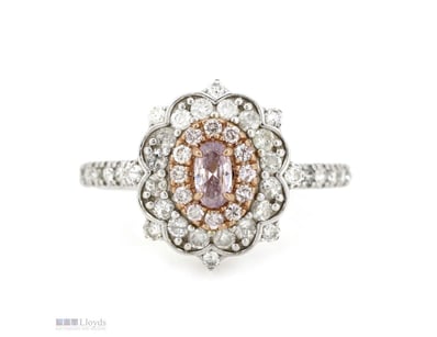 14K WHITE/ROSE GOLD, PINK DIAMOND AND DIAMOND, DOU...