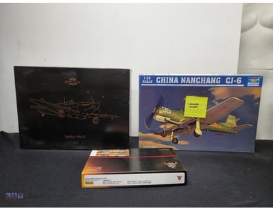 LOT OF THREE AIRCRAFT MODEL KITS - SPITFIRE MK.IX,...