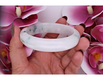 NATURAL BURMESE JADE BANGLE ON 925 SILVER - WITH C...