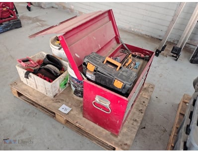 Pallet of assorted Hand tools and tool box 
Manufa...