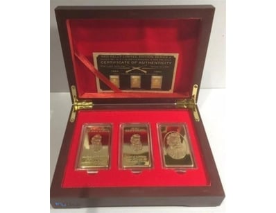 NED KELLY SET OF 3 X 1OZ INGOTS WITH BOX 999 24K G...