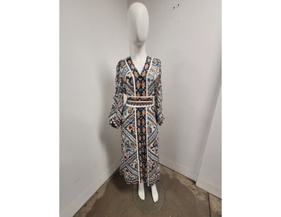 ONCE WAS MELBOURNE PRINTED WRAP DRESS WITH DECORAT...