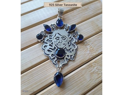 925 SILVER ETHNIC STYLE HAND MADE PENDANT WITH TAN...