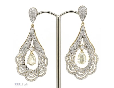 14K WHITE GOLD, FANCY YELLOW DIAMOND AND DIAMOND, ...