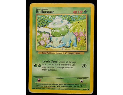 BULBASAUR POKÉMON TRADING CARD - BASE SET #44/102...
