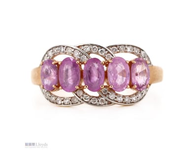 14K ROSE GOLD, PINK SAPPHIRE AND DIAMOND, ETERNITY...