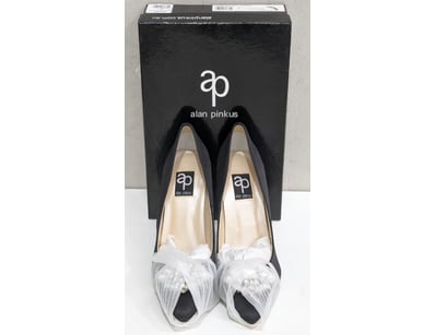ALAN PINKUS KEISHA BLACK SATIN PLATFORM PUMPS SIZE...