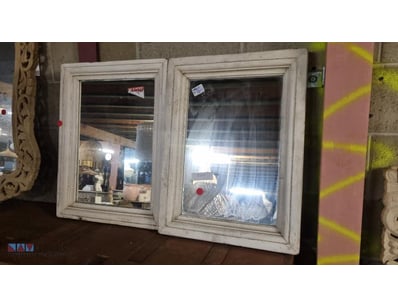 Pair of white-painted timber-framed mirrors, Each ...
