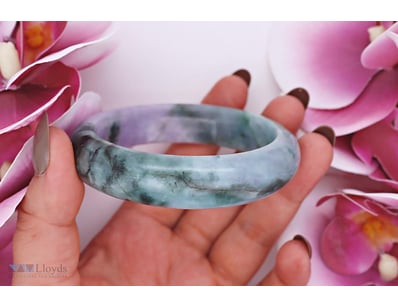 NATURAL BURMESE JADE BANGLE ON 925 SILVER - WITH C...