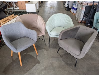 Set of four accent chairs featuring modern curved ...