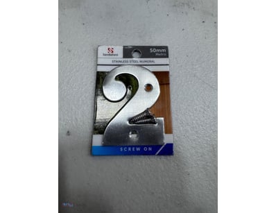Stainless Steel, Numeral 2, 50mm, Sandleford, Scre...