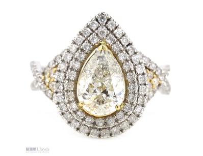 14K WHITE/YELLOW GOLD AND DIAMOND, DOUBLE HALO TWI...