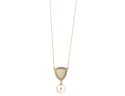 14K YELLOW GOLD, 4.41CT ANDAMOOKA OPAL, WHITE CULT...