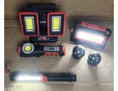 Assorted rechargeable work lights. 1 x Snap On Jef...