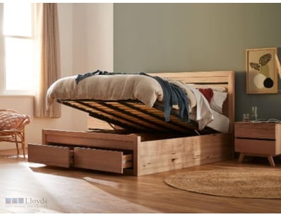 RRP $2,799 Henley Queen Bed Frame with Gaslift Mec...