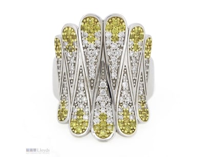 14K WHITE GOLD, FANCY YELLOW DIAMOND AND DIAMOND, ...