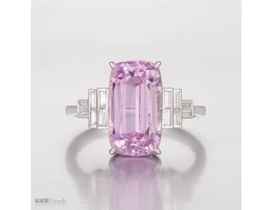 14CT WHITE GOLD AFGHAN KUNZITE AND DIAMOND ANTIQUE...