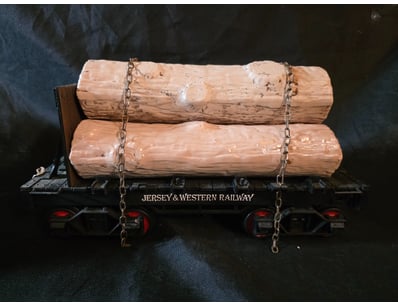 JERSEY & WESTERN RAILWAY LOG CAR MODEL WITH BOURBO...
