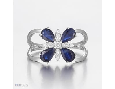 14CT WHITE GOLD AUSTRALIAN SAPPHIRE AND DIAMOND FL...