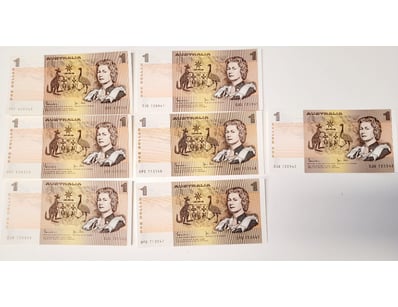 AUSTRALIAN $1 BANKNOTES , R78 ( UNC AND AUNC)

C...