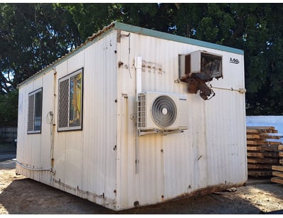 Site Office, White Exterior, Sliding Door With Sec...