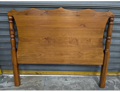 Vintage wooden bed headboard featuring solid timbe...