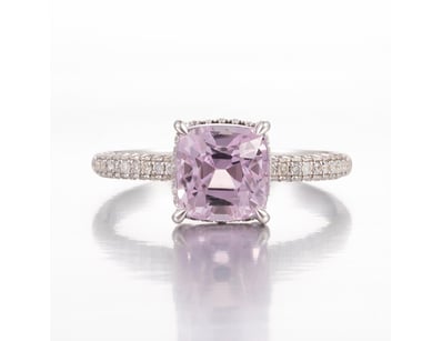 14CT WHITE GOLD AFGHAN KUNZITE AND DIAMOND DRESS R...