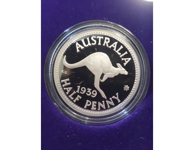 AUSTRALIA 1999 SILVER FLORIN 1939 HALF PENNY SILVE...
