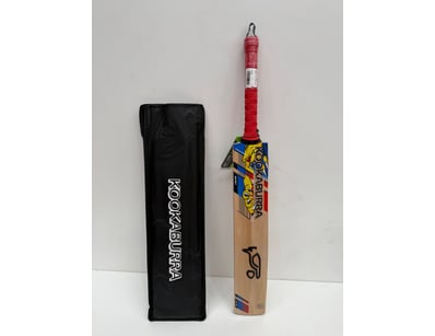 Kookaburra cricket bat in natural wood finish feat...