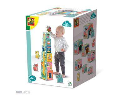 RRP $36.95 Stacking Blocks Tower With Animal Figur...