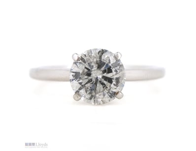 18K WHITE GOLD, 1.64CT DIAMOND, SOLITAIRE RING.   ...