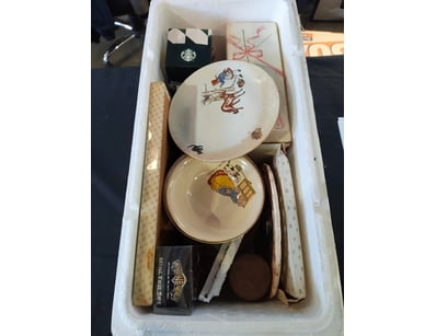 Vintage ceramic tableware collection featuring han...