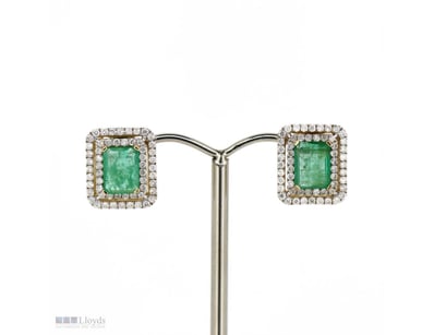 14K YELLOW GOLD, EMERALD AND DIAMOND, DOUBLE HALO ...