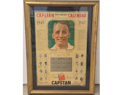 1949 CAPSTAN TEST CRICKET CALANDER SIGNED BY SIR D...