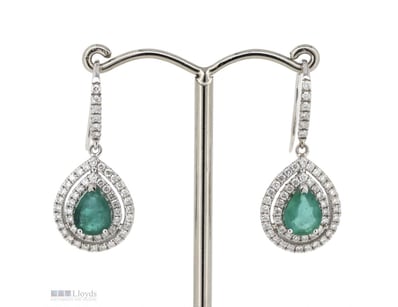 14K WHITE GOLD, 1.79CT ZAMBIAN EMERALD AND DIAMOND...